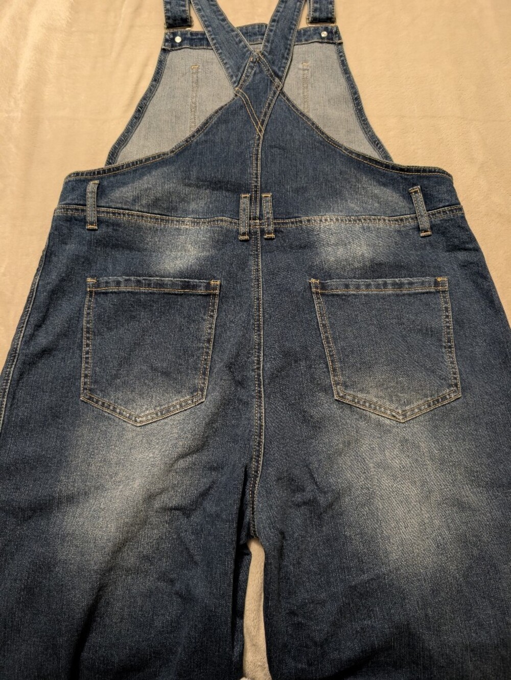 Flamingals Wash Patch Pocket Stitch Detail Barrel Leg Denim Overalls NWT - Picture 12 of 16